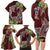 Polynesia Family Matching Long Sleeve Bodycon Dress and Hawaiian Shirt Sharks Duo Tropical Oxblood