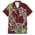 Polynesia Family Matching Long Sleeve Bodycon Dress and Hawaiian Shirt Sharks Duo Tropical Oxblood