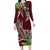 Polynesia Family Matching Long Sleeve Bodycon Dress and Hawaiian Shirt Sharks Duo Tropical Oxblood