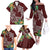 Polynesia Family Matching Off The Shoulder Long Sleeve Dress and Hawaiian Shirt Sharks Duo Tropical Oxblood