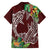 Polynesia Family Matching Off The Shoulder Long Sleeve Dress and Hawaiian Shirt Sharks Duo Tropical Oxblood