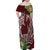 Polynesia Family Matching Off Shoulder Maxi Dress and Hawaiian Shirt Sharks Duo Tropical Oxblood