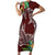 Polynesia Family Matching Short Sleeve Bodycon Dress and Hawaiian Shirt Sharks Duo Tropical Oxblood