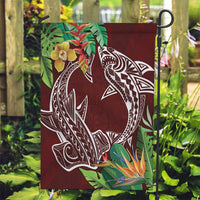 Polynesia Garden Flag Sharks Duo Tropical Oxblood LT7 Garden Flag Oxblood - Polynesian Pride