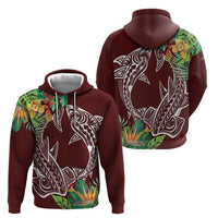 Polynesia Hoodie Sharks Duo Tropical Oxblood LT7 - Polynesian Pride