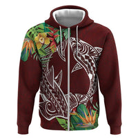 Polynesia Hoodie Sharks Duo Tropical Oxblood LT7 Zip Hoodie Oxblood - Polynesian Pride
