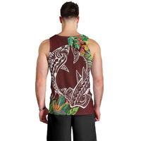 Polynesia Men Tank Top Sharks Duo Tropical Oxblood LT7 - Polynesian Pride