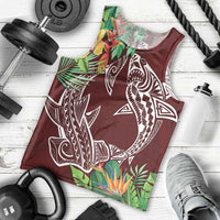 Polynesia Men Tank Top Sharks Duo Tropical Oxblood LT7 - Polynesian Pride
