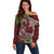 Polynesia Off Shoulder Sweater Sharks Duo Tropical Oxblood