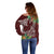 Polynesia Off Shoulder Sweater Sharks Duo Tropical Oxblood