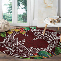 Polynesia Round Carpet Sharks Duo Tropical Oxblood LT7 - Polynesian Pride