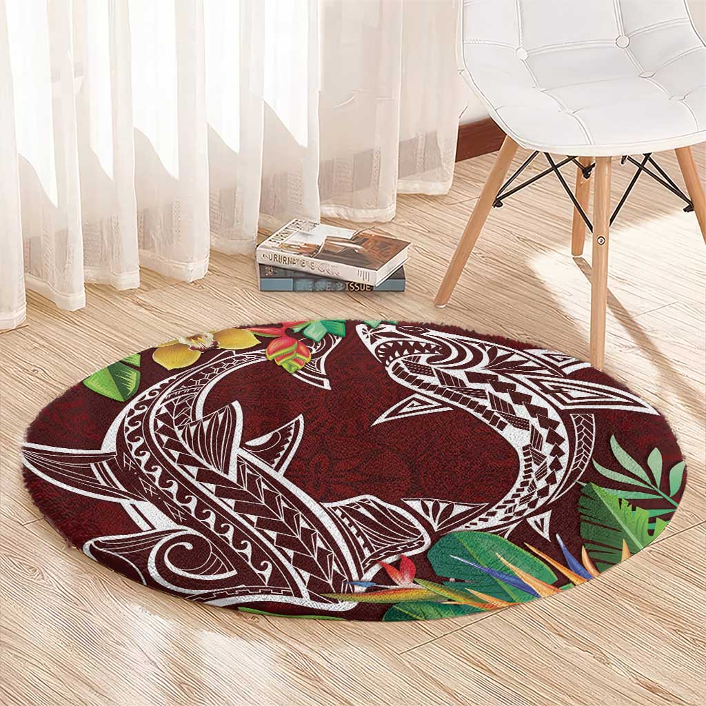 Polynesia Round Carpet Sharks Duo Tropical Oxblood LT7 - Polynesian Pride