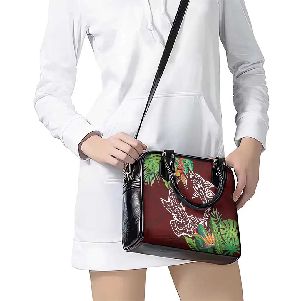 Polynesia Shoulder Handbag Sharks Duo Tropical Oxblood LT7 - Polynesian Pride