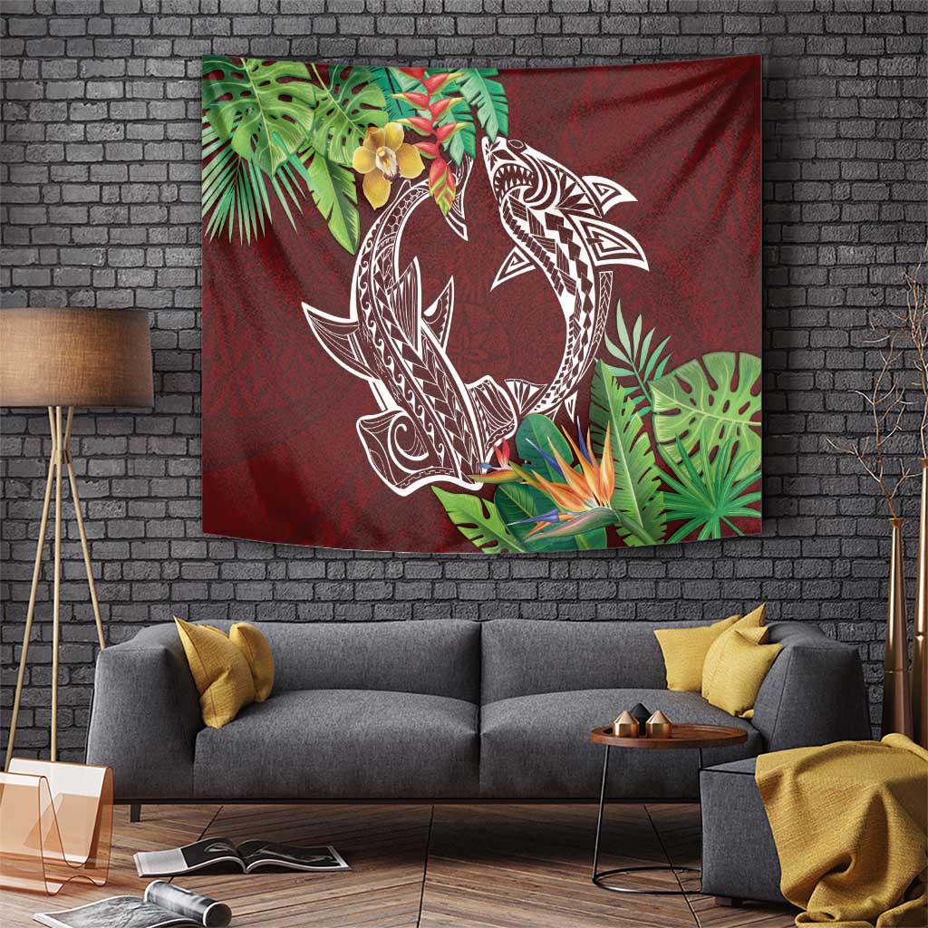 Polynesia Tapestry Sharks Duo Tropical Oxblood LT7 - Polynesian Pride
