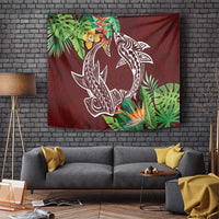 Polynesia Tapestry Sharks Duo Tropical Oxblood LT7 - Polynesian Pride
