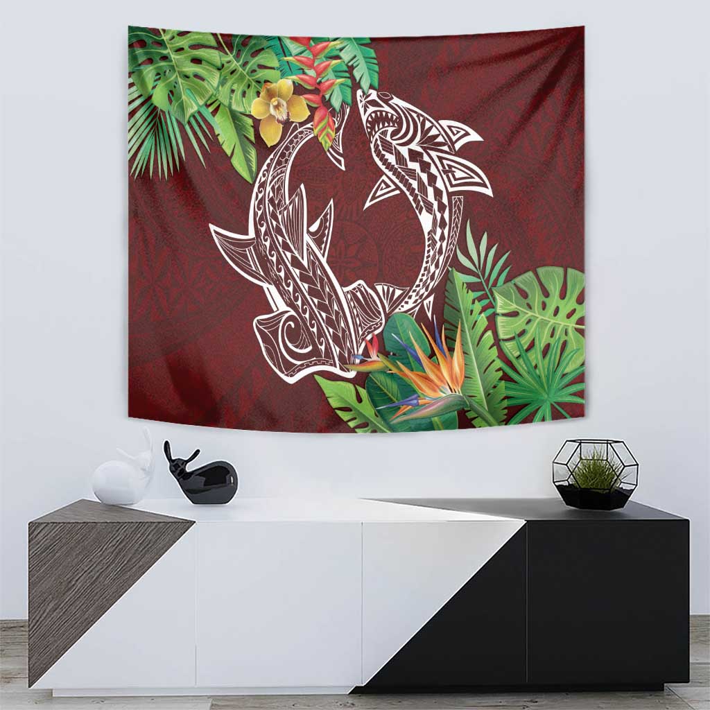 Polynesia Tapestry Sharks Duo Tropical Oxblood LT7 - Polynesian Pride