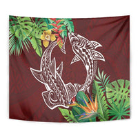 Polynesia Tapestry Sharks Duo Tropical Oxblood LT7 - Polynesian Pride
