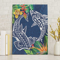 Polynesia Canvas Wall Art Sharks Duo Tropical Navy LT7 Without Frame Navy - Polynesian Pride