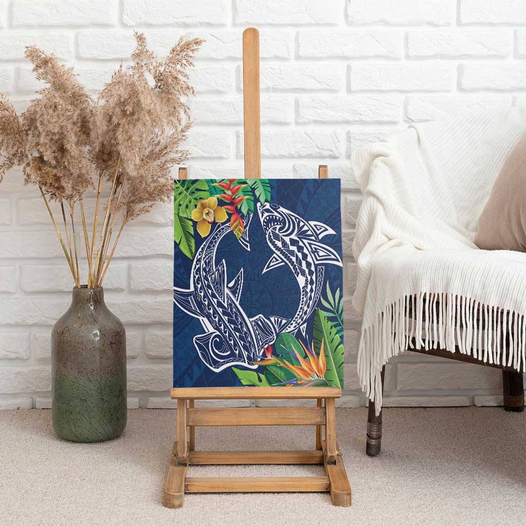 Polynesia Canvas Wall Art Sharks Duo Tropical Navy LT7 - Polynesian Pride