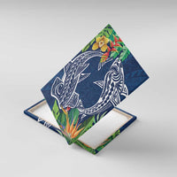 Polynesia Canvas Wall Art Sharks Duo Tropical Navy LT7 With Frame Navy - Polynesian Pride