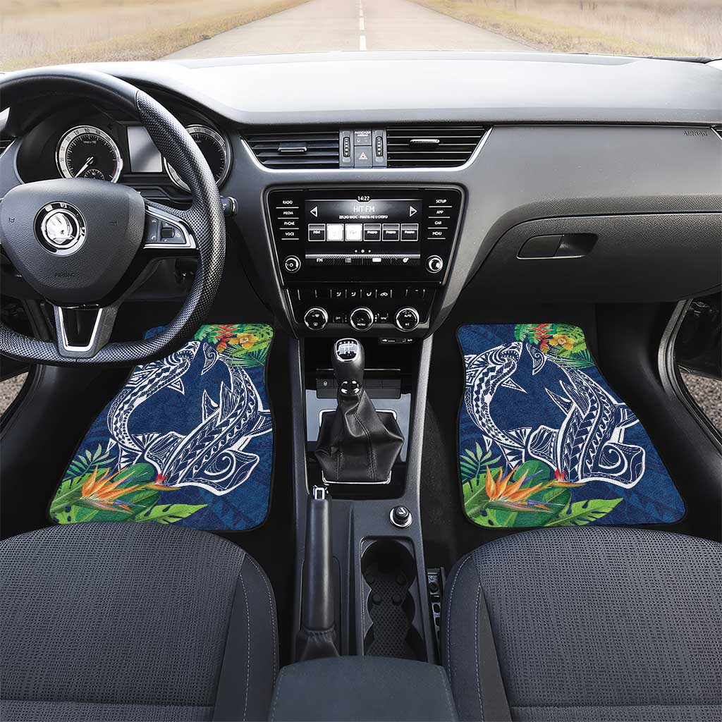 Polynesia Car Mats Sharks Duo Tropical Navy LT7 Set 2pcs - Front Navy - Polynesian Pride