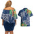 Polynesia Couples Matching Off Shoulder Short Dress and Hawaiian Shirt Sharks Duo Tropical Navy