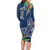 Polynesia Family Matching Long Sleeve Bodycon Dress and Hawaiian Shirt Sharks Duo Tropical Navy