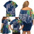 Polynesia Family Matching Off Shoulder Short Dress and Hawaiian Shirt Sharks Duo Tropical Navy