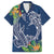 Polynesia Family Matching Off Shoulder Short Dress and Hawaiian Shirt Sharks Duo Tropical Navy