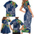 Polynesia Family Matching Short Sleeve Bodycon Dress and Hawaiian Shirt Sharks Duo Tropical Navy