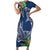 Polynesia Family Matching Short Sleeve Bodycon Dress and Hawaiian Shirt Sharks Duo Tropical Navy