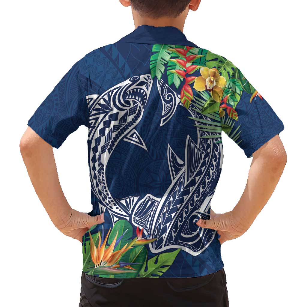 Polynesia Hawaiian Shirt Sharks Duo Tropical Navy LT7 - Polynesian Pride