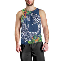 Polynesia Men Tank Top Sharks Duo Tropical Navy LT7 - Polynesian Pride