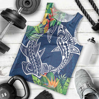 Polynesia Men Tank Top Sharks Duo Tropical Navy LT7 - Polynesian Pride