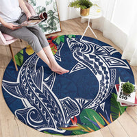 Polynesia Round Carpet Sharks Duo Tropical Navy LT7 - Polynesian Pride