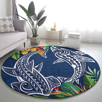 Polynesia Round Carpet Sharks Duo Tropical Navy LT7 - Polynesian Pride