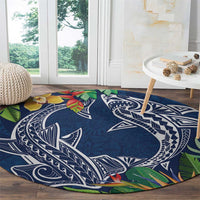 Polynesia Round Carpet Sharks Duo Tropical Navy LT7 - Polynesian Pride