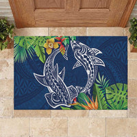 Polynesia Rubber Doormat Sharks Duo Tropical Navy LT7 Navy - Polynesian Pride