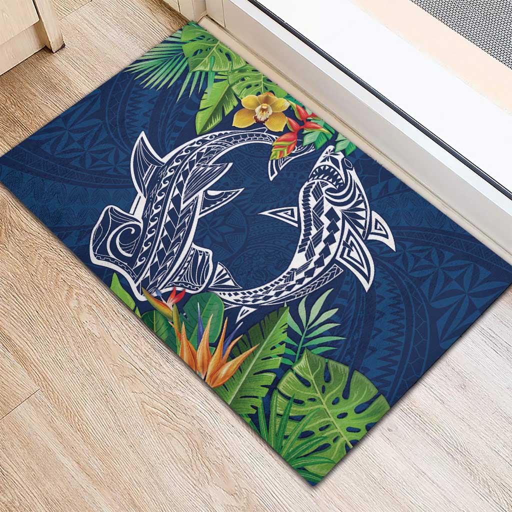 Polynesia Rubber Doormat Sharks Duo Tropical Navy LT7 - Polynesian Pride