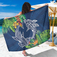 Polynesia Sarong Sharks Duo Tropical Navy LT7 One Size 44 x 66 inches Navy - Polynesian Pride