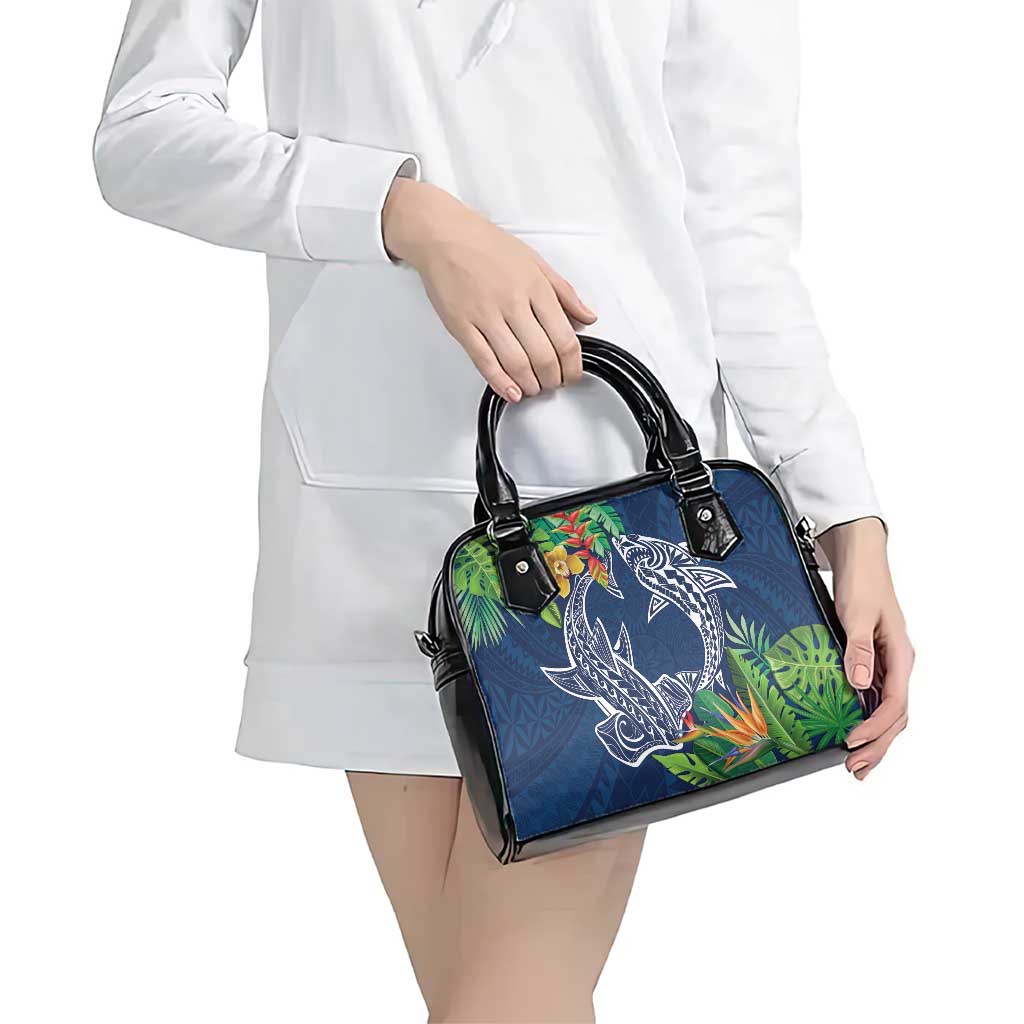 Polynesia Shoulder Handbag Sharks Duo Tropical Navy LT7 - Polynesian Pride