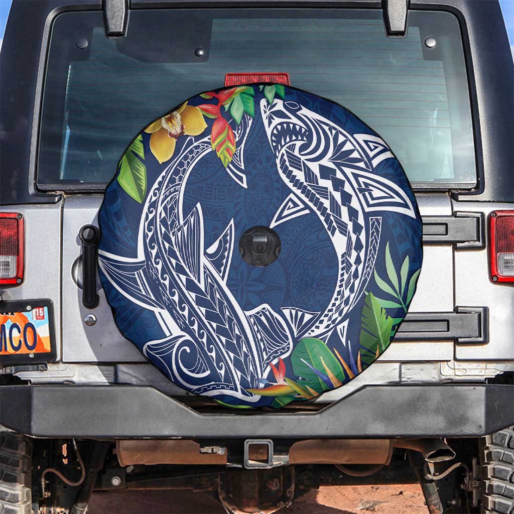 Polynesia Spare Tire Cover Sharks Duo Tropical Navy