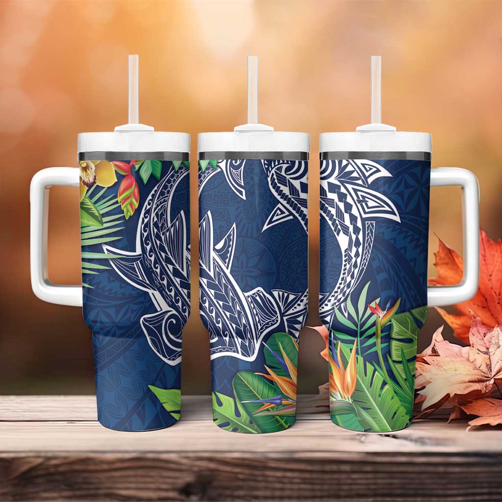 Polynesia Tumbler With Handle Sharks Duo Tropical Navy LT7 - Polynesian Pride