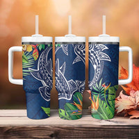 Polynesia Tumbler With Handle Sharks Duo Tropical Navy LT7 - Polynesian Pride