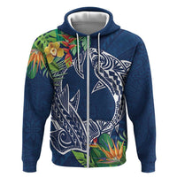 Polynesia Zip Hoodie Sharks Duo Tropical Navy LT7 Zip Hoodie Navy - Polynesian Pride
