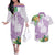 Polynesia Couples Matching Off The Shoulder Long Sleeve Dress and Hawaiian Shirt Sharks Duo Tropical Lavender