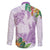 Polynesia Family Matching Long Sleeve Bodycon Dress and Hawaiian Shirt Sharks Duo Tropical Lavender