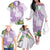 Polynesia Family Matching Off The Shoulder Long Sleeve Dress and Hawaiian Shirt Sharks Duo Tropical Lavender