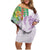 Polynesia Family Matching Off Shoulder Short Dress and Hawaiian Shirt Sharks Duo Tropical Lavender