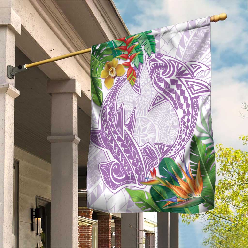 Polynesia Garden Flag Sharks Duo Tropical Lavender LT7 House Flag Lavender - Polynesian Pride